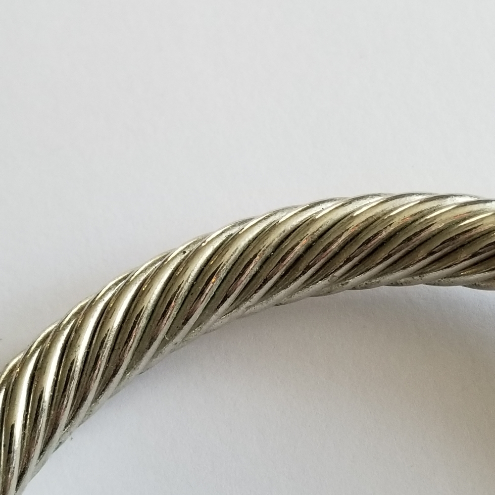 Cuff bracelet cable twist silver tone orange ends - Picture 16 of 16
